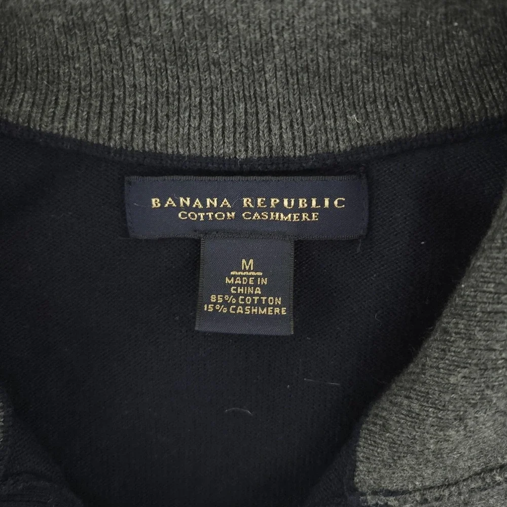 Banana Republic Sweater Mens M‎ Blue Cotton Cashmere Mock Neck Knit Pullover